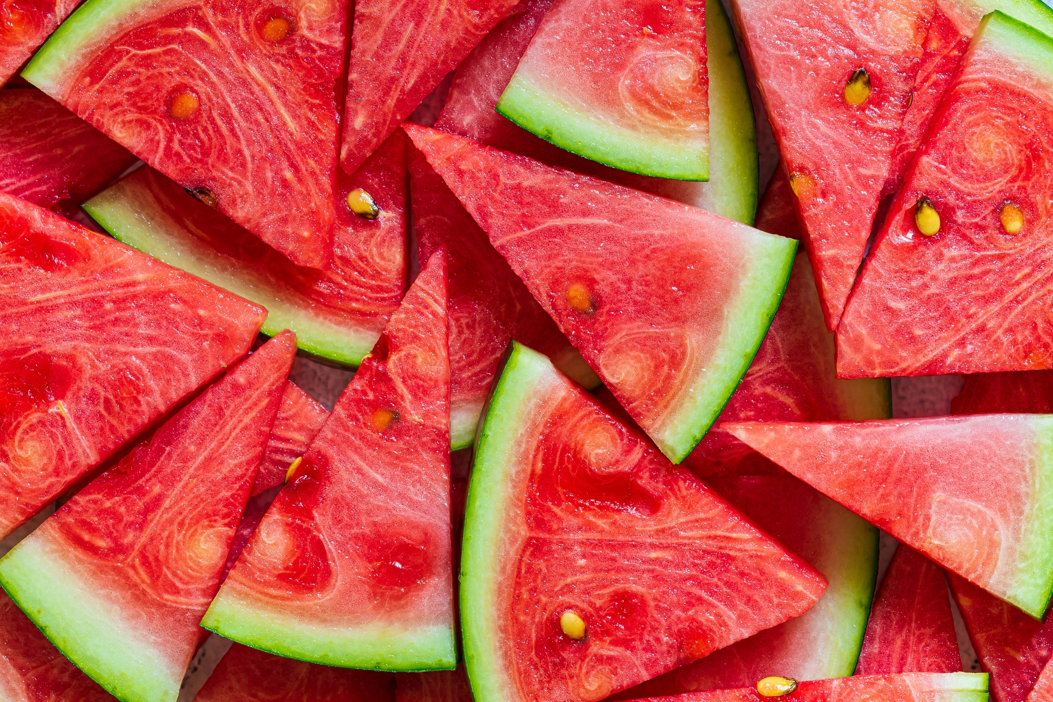 Multiple juicy Watermelon slices.